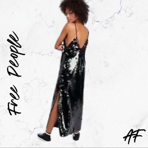 FREE PEOPLE SEQUINED DRESS BLACK NEW - Picture 11 of 11